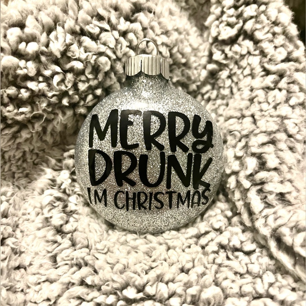 Silver Glitter Custom Ornament